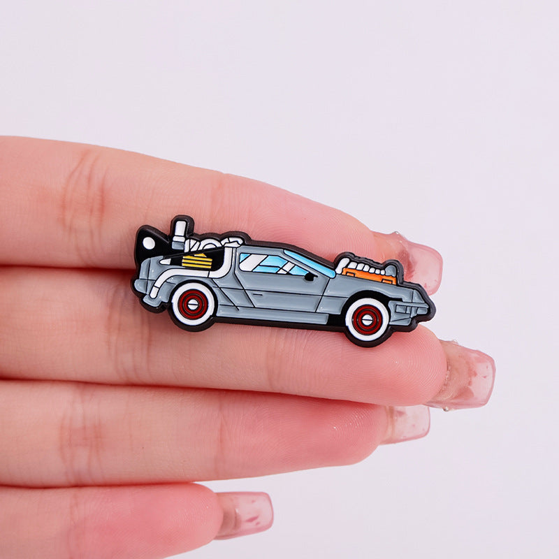 Time machine car enamel pin
