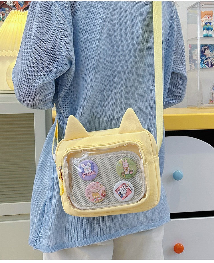 Pin Display Crossbody Bag β Cat Ear Style