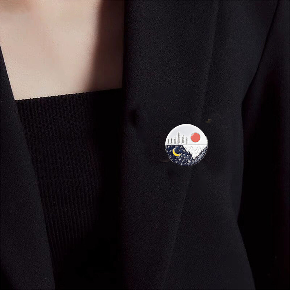 Sun and moon enamel pin