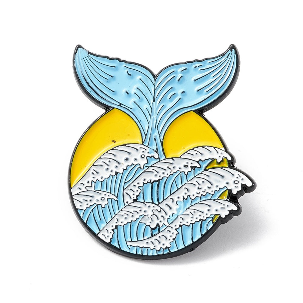 Whale tail enamel pin