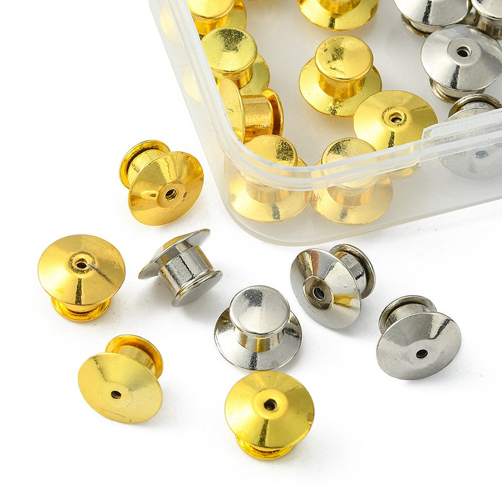 Silver Alloy Locking Pin Backs – Cone Style