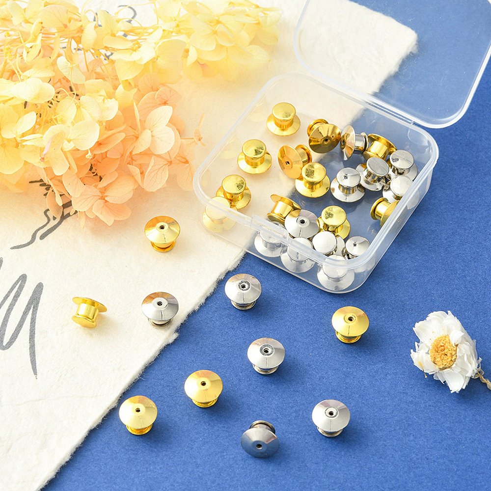 Silver Alloy Locking Pin Backs – Cone Style