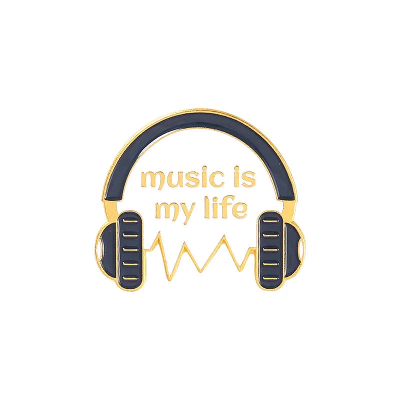 'music is my life' enamel pin