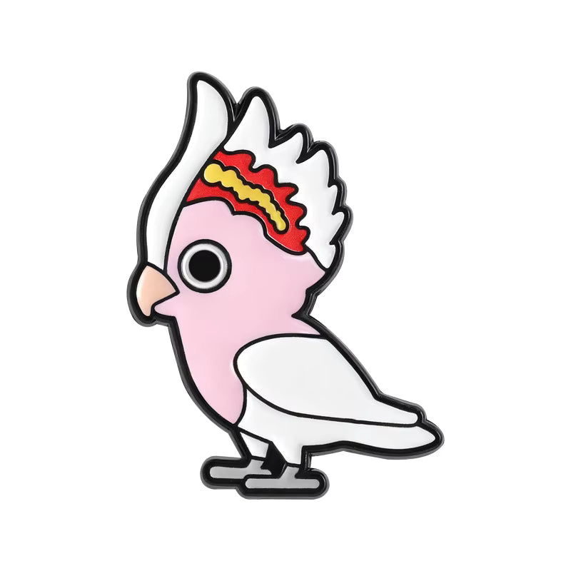 Cockatoo bird pink enamel pin