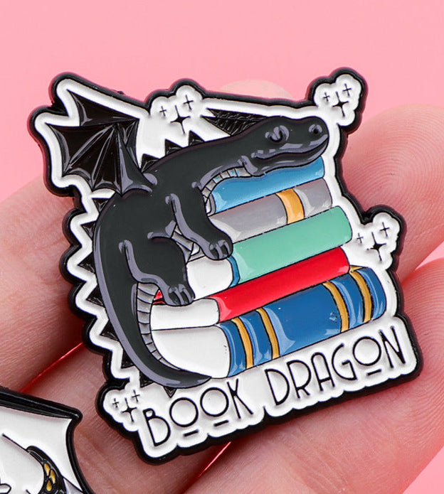 'Book dragon' enamel pin