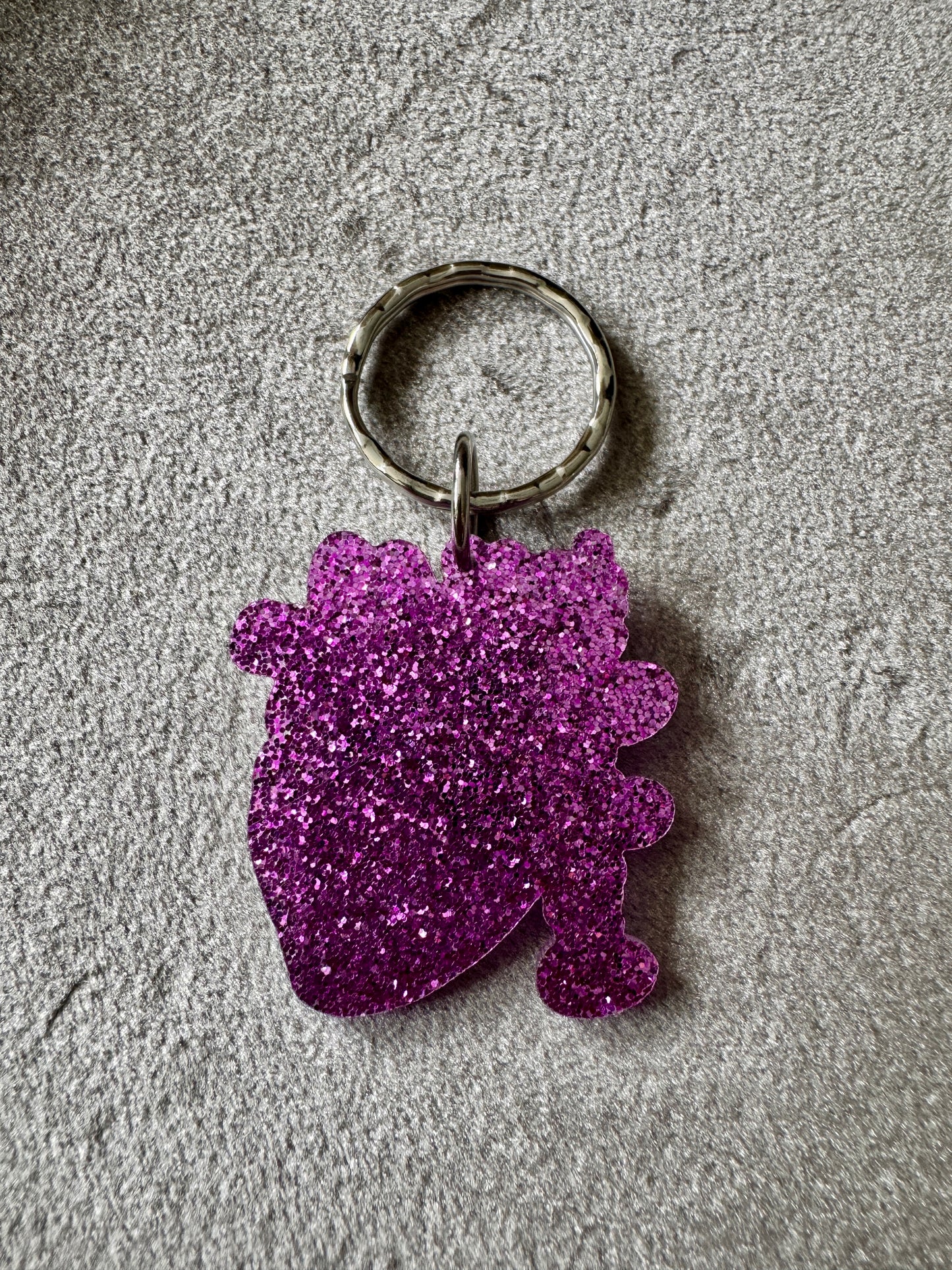 Glitter heart cardiology keyring