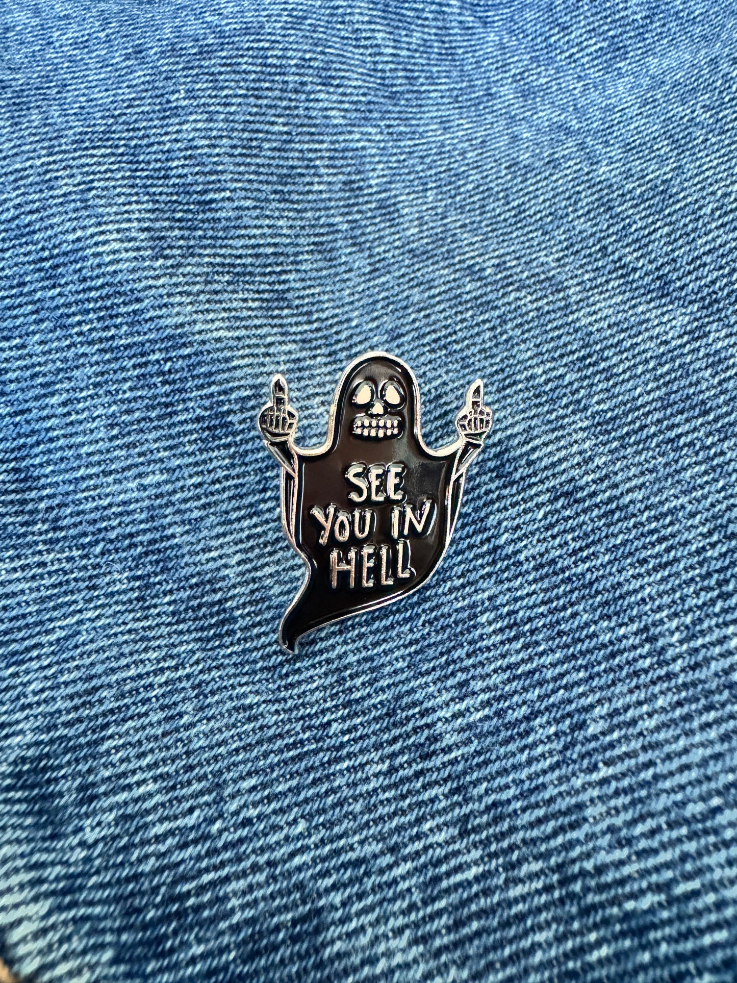 'See you in hell' enamel pin