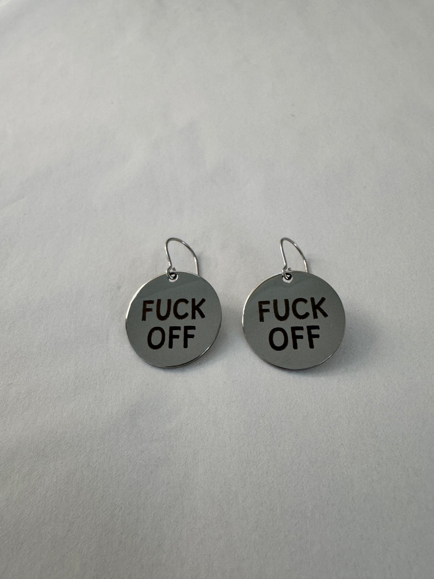 🖕 F*CK OFF – Stainless Steel Earrings