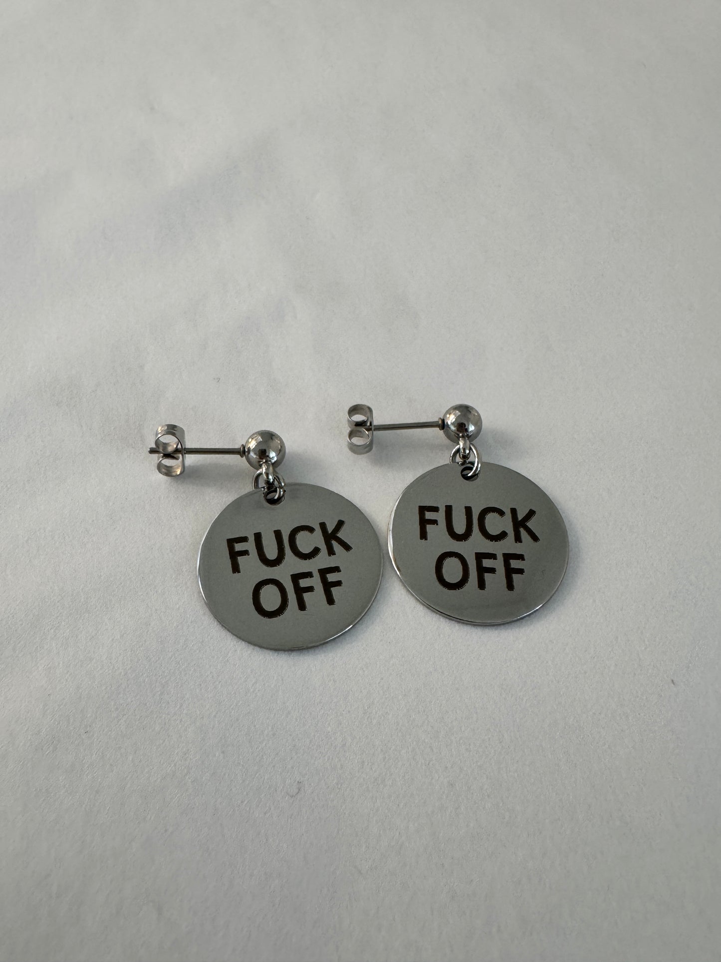 🖕 F*CK OFF – Stainless Steel Earrings