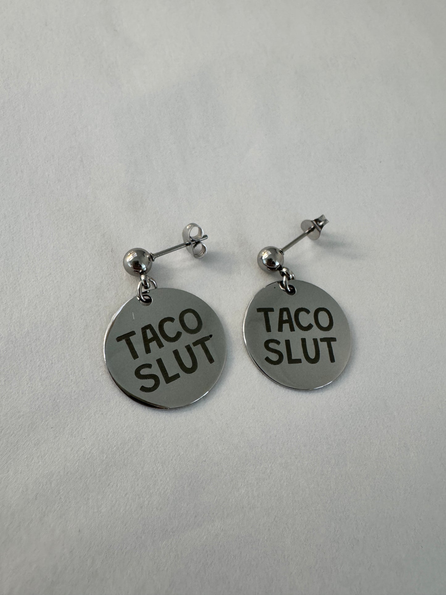 🌮 TACO SLUT – Stainless Steel Earrings