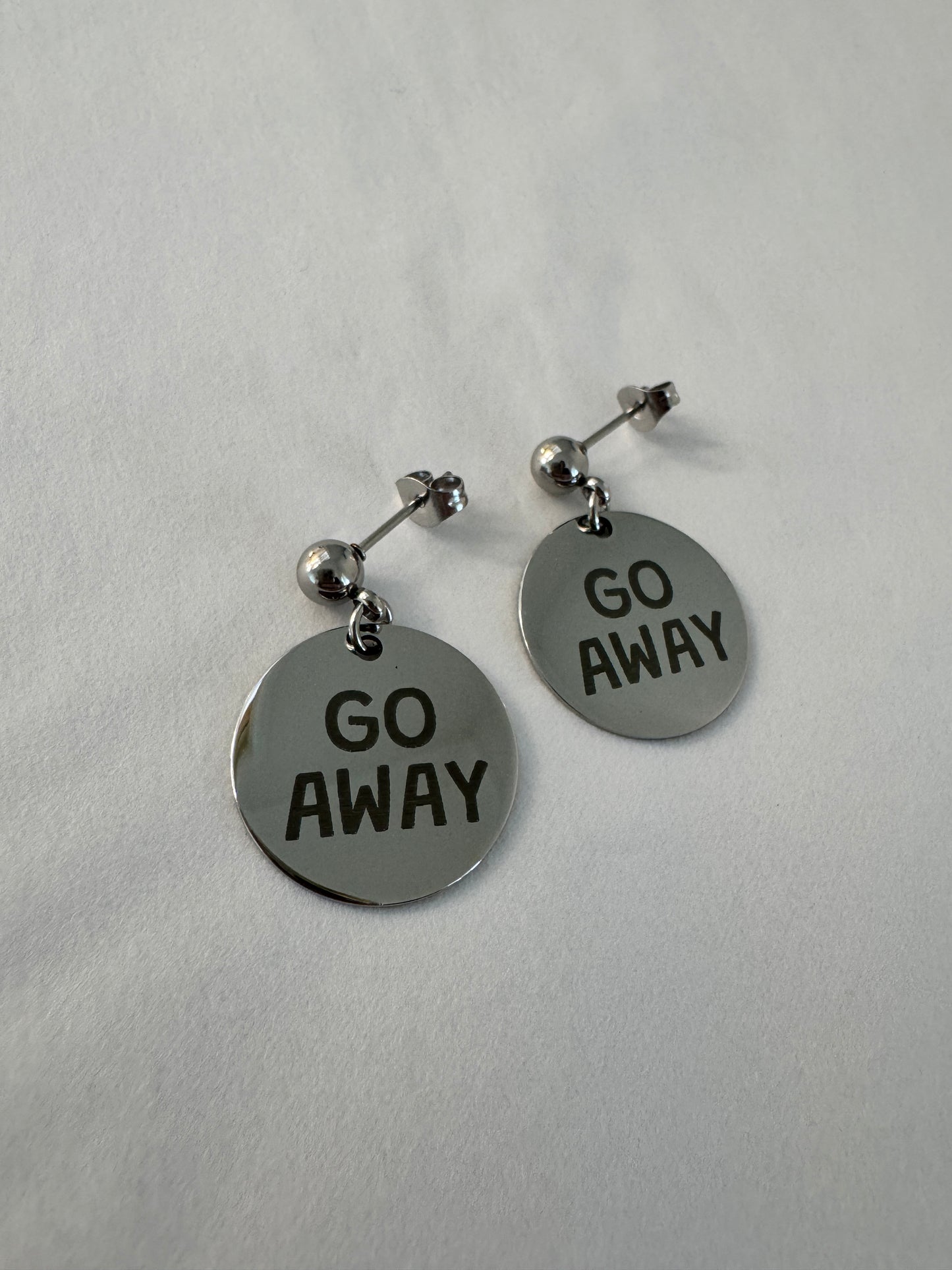 🖕 GO AWAY – Stainless Steel Earrings