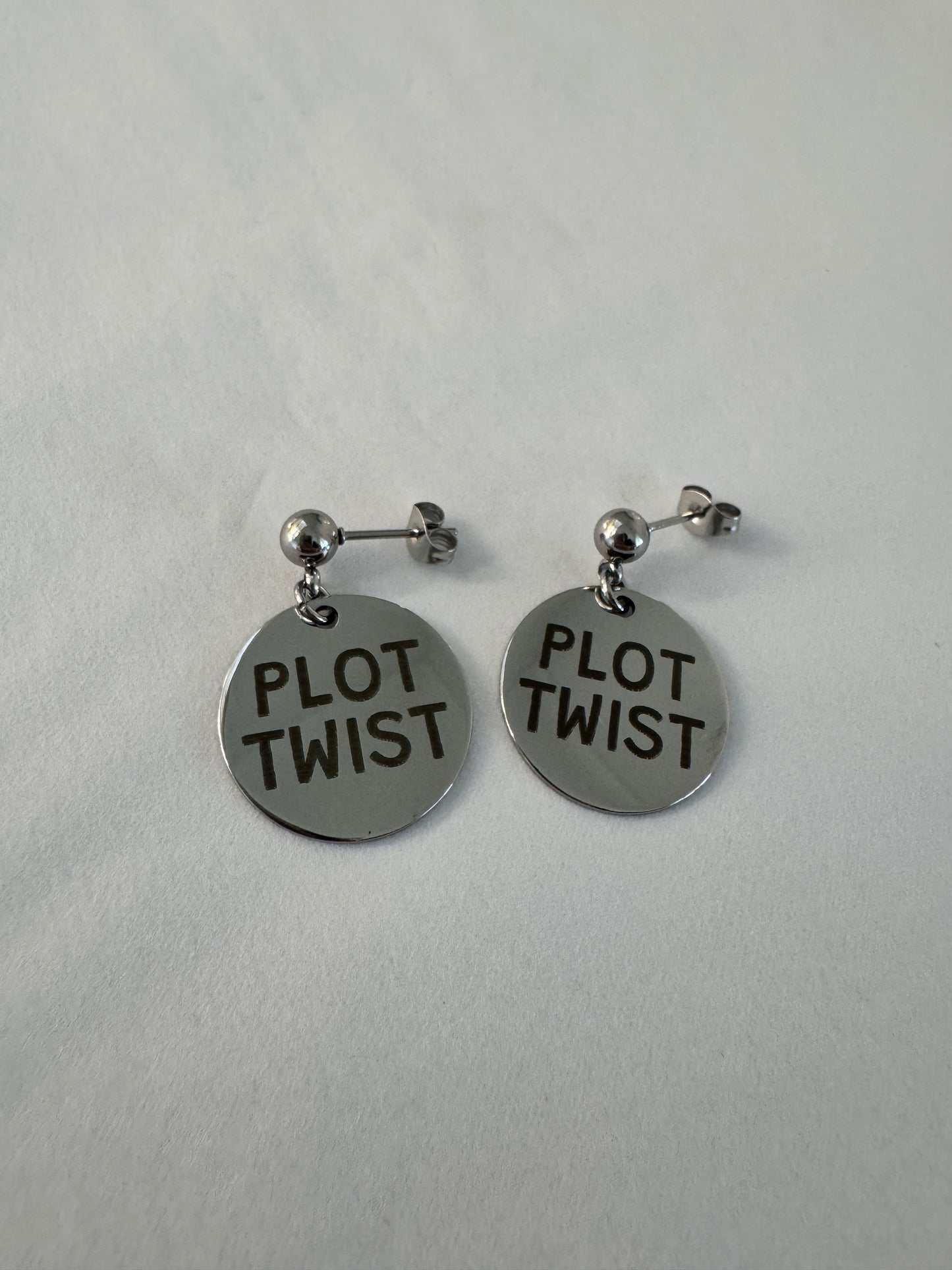 📖 PLOT TWIST – Stainless Steel Earrings