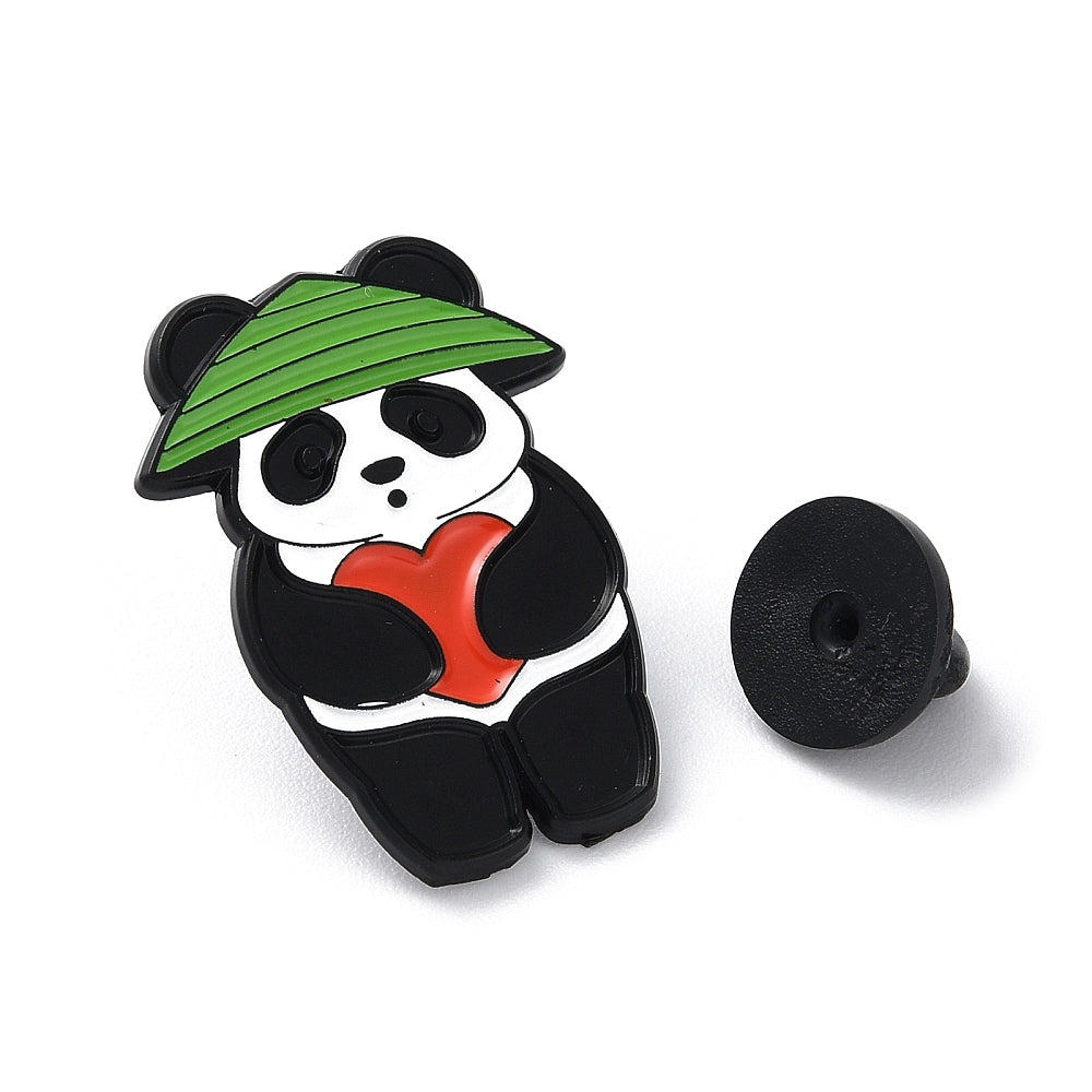 Panda heart enamel pin