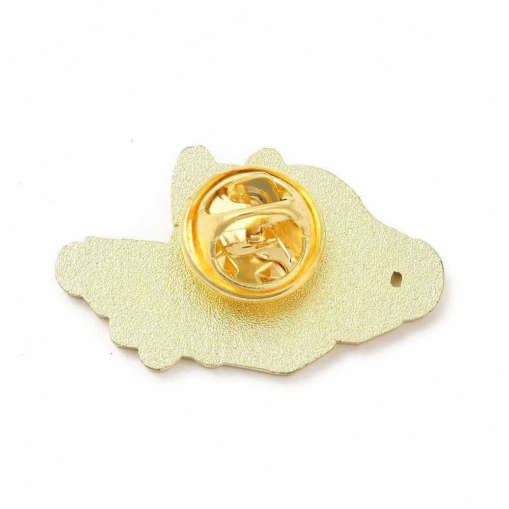 Cat, books and tea enamel pin