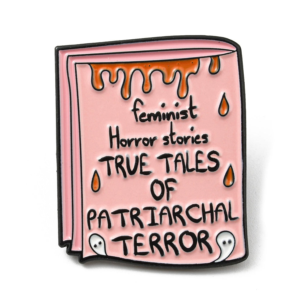 Feminist horror stories book enamel pin