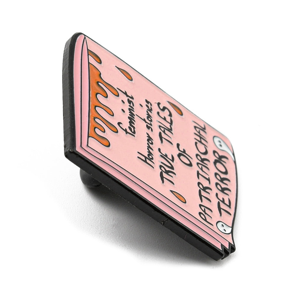 Feminist horror stories book enamel pin