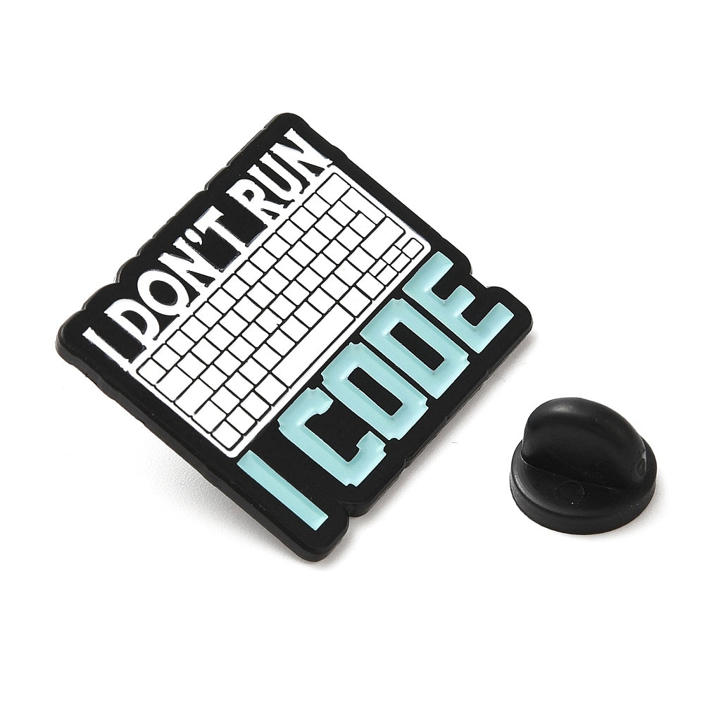 'i don't run i code' enamel pin