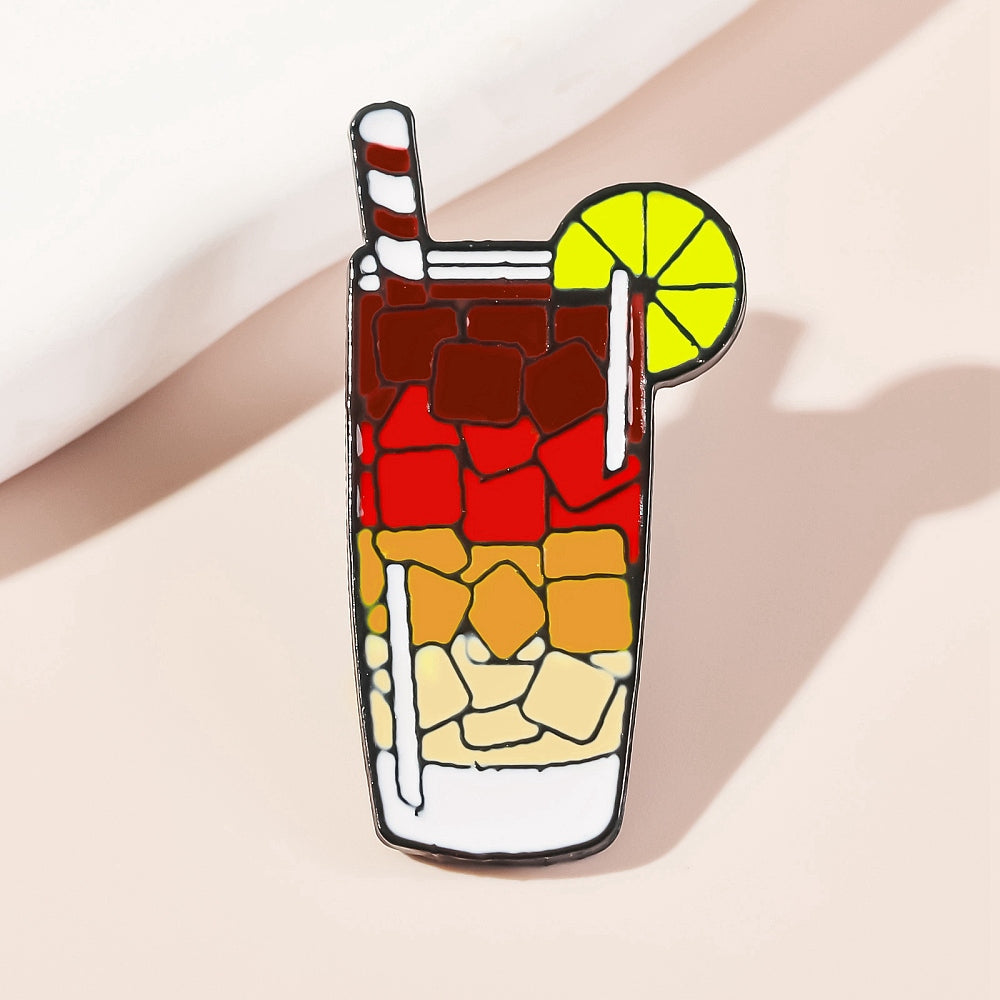 Layered cocktail drink enamel pin
