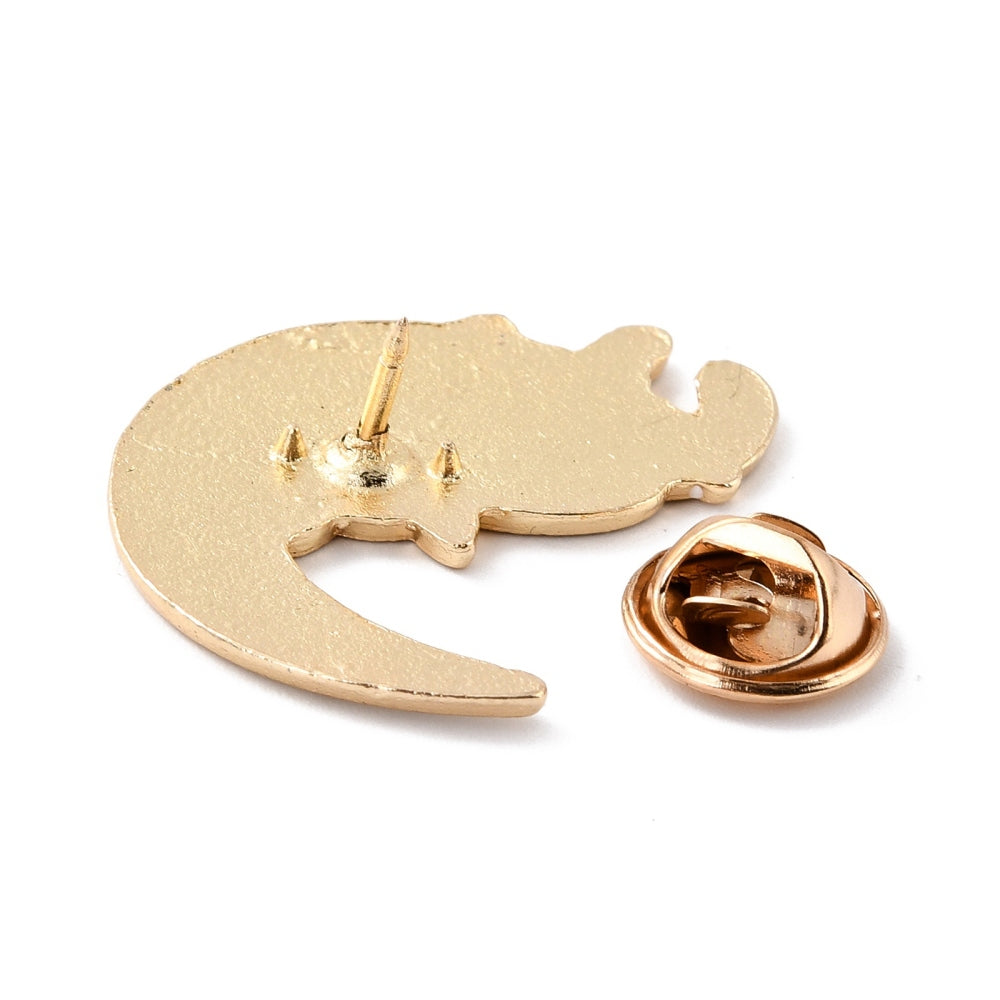 Cat on moon enamel pin