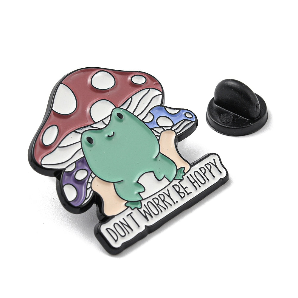 Frog 'don't worry be hoppy' enamel pin
