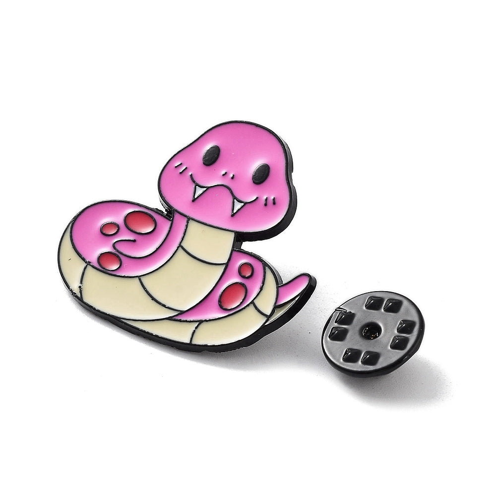 Pink snake enamel pin
