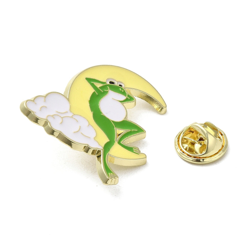 Moon frog enamel pin