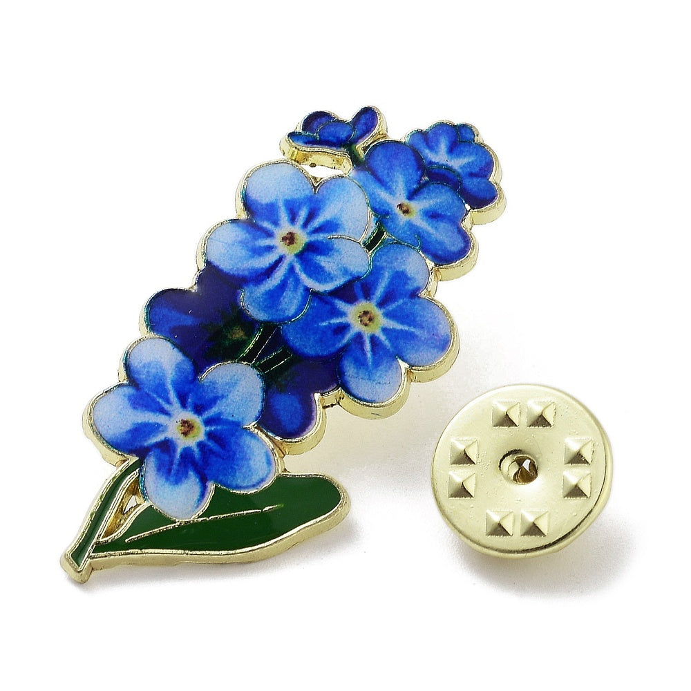 Blue flowers enamel pin