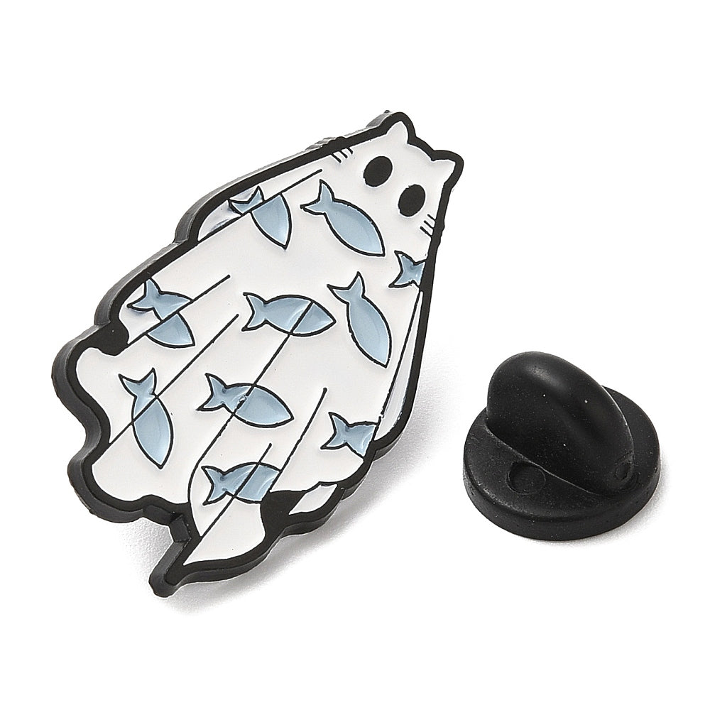 Cat fish ghost enamel pin