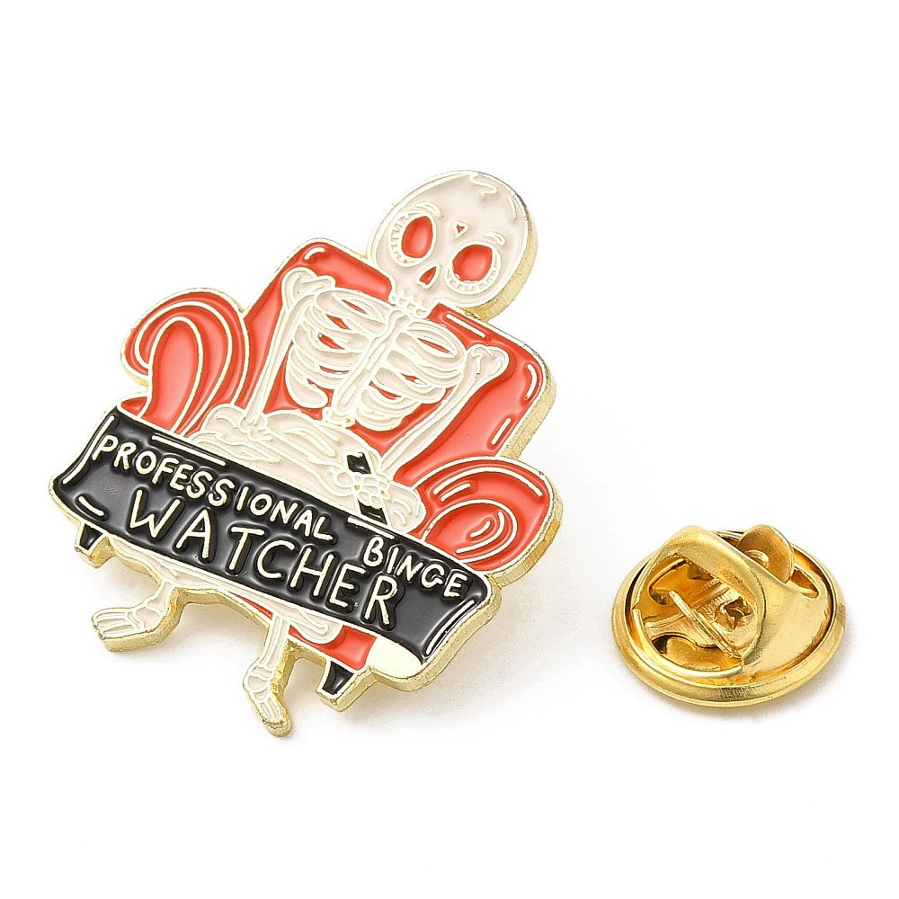 'Professional binge watcher' enamel pin
