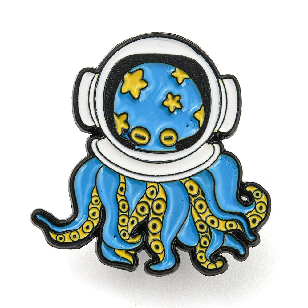 Space octopus enamel pin