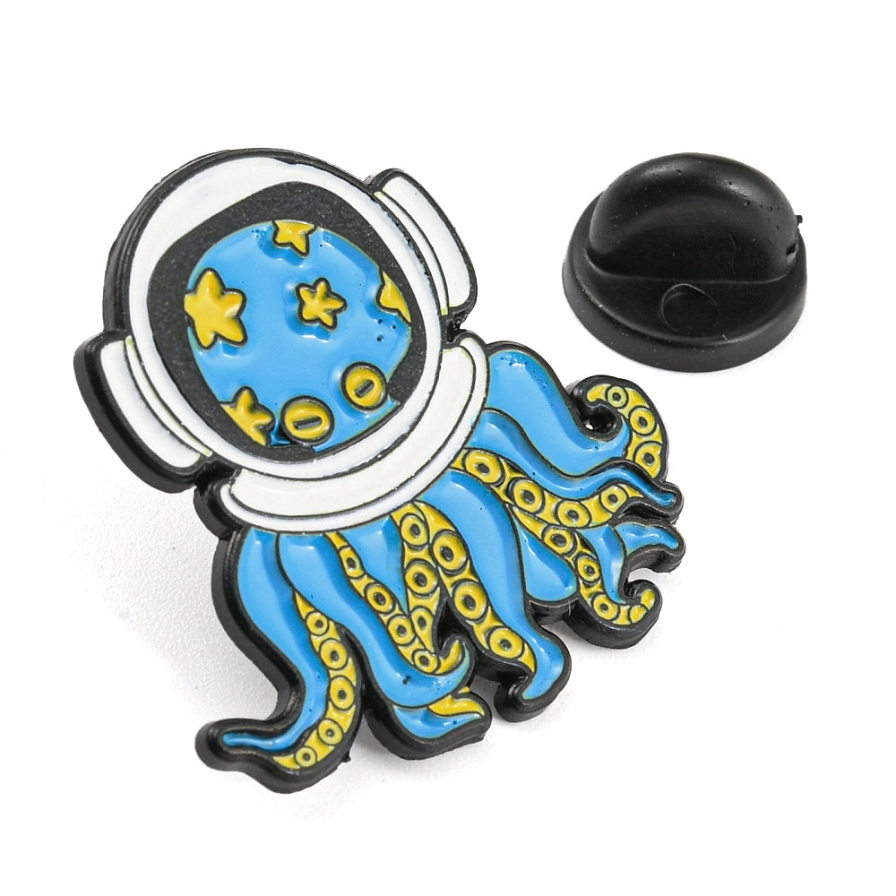 Space octopus enamel pin