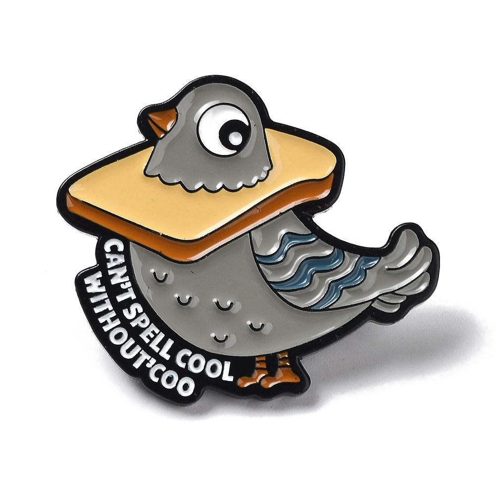 Pigeon in bread enamel pin
