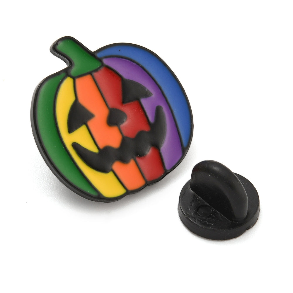 Rainbow pumpkin enamel pin