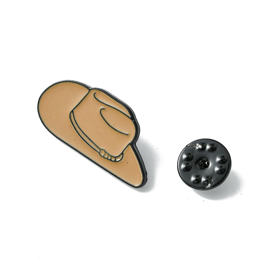 Brown hat enamel pin