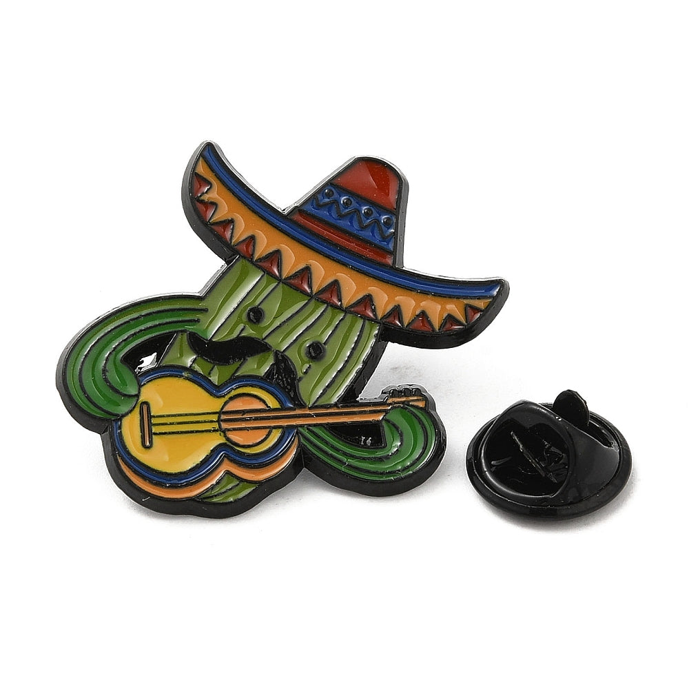 Cactus guitarrón player enamel pin