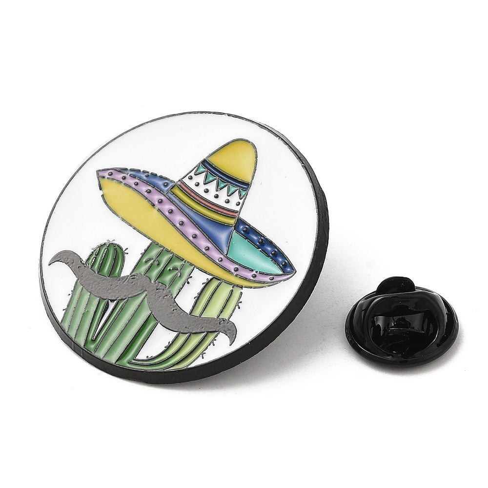 Moustache cactus enamel pin