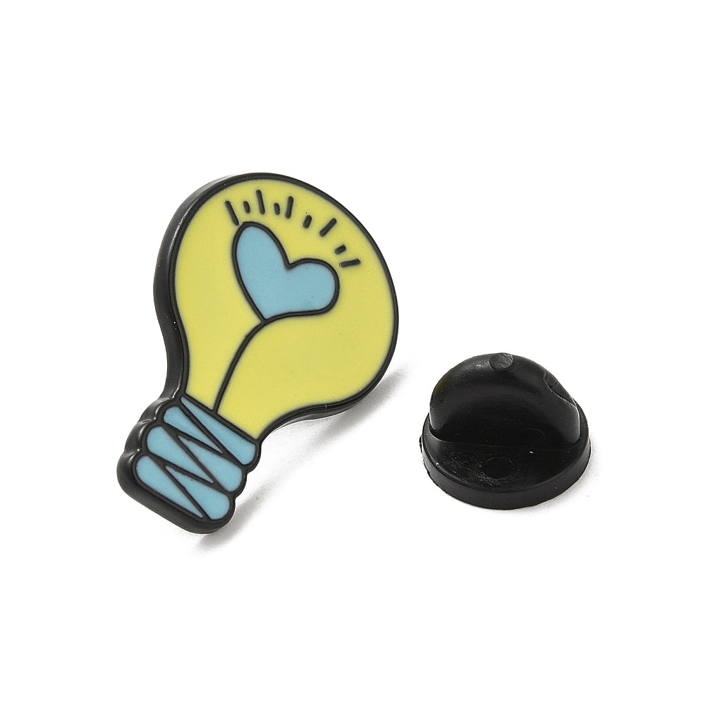 Lightbulb heart enamel pin
