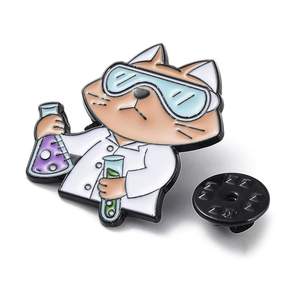 Cat chemist enamel pin