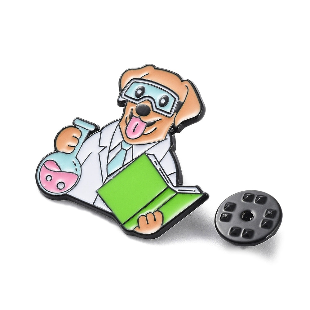 Dog chemist enamel pin