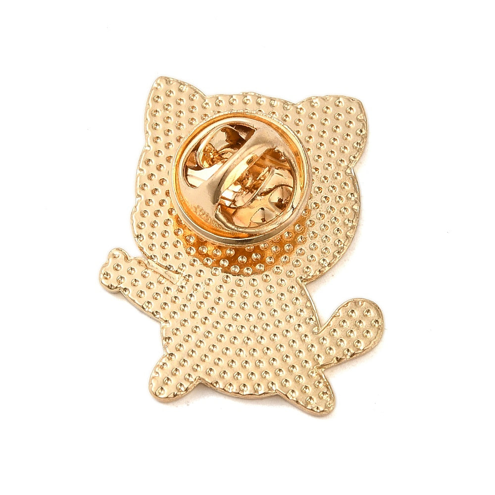 Yellow striped cat enamel pin