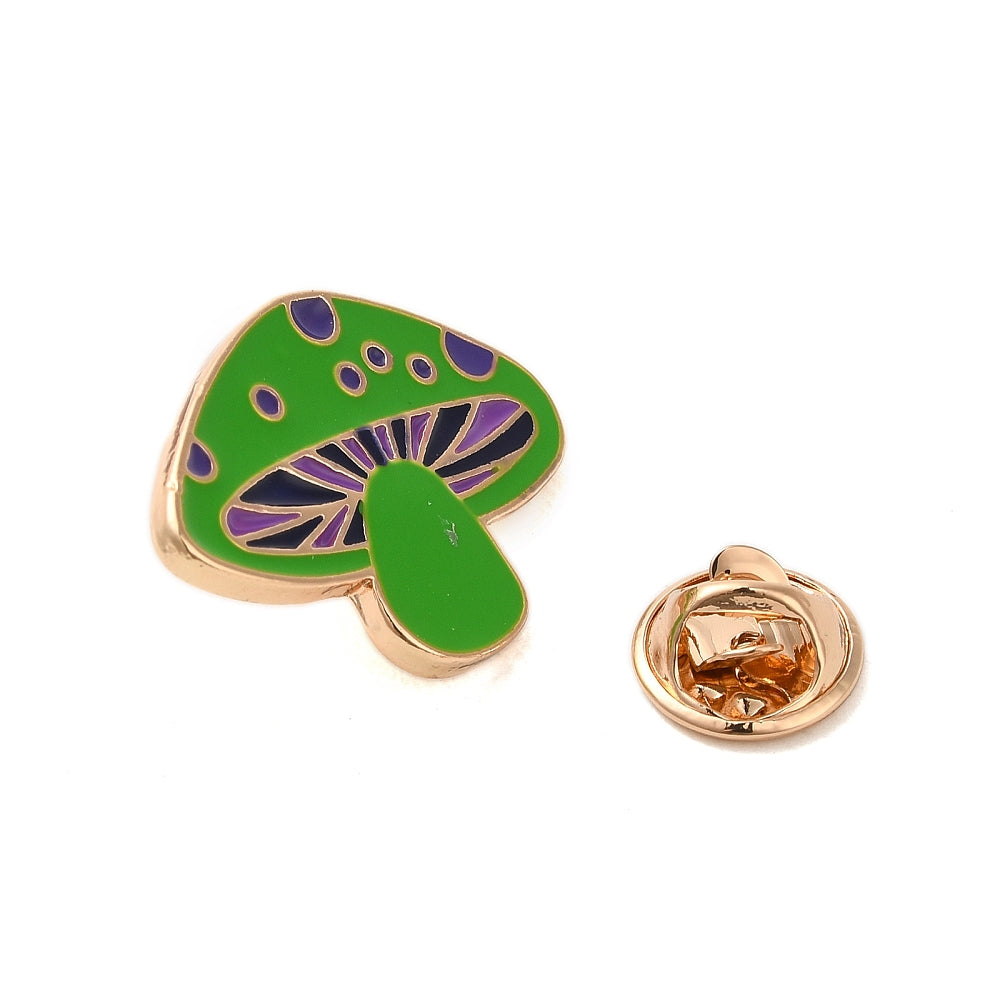 Green mushroom enamel pin