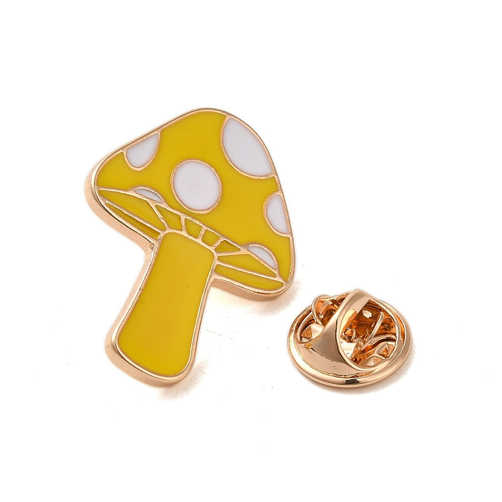 Yellow mushroom enamel pin