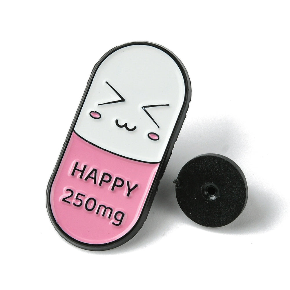 Happy pill enamel pin