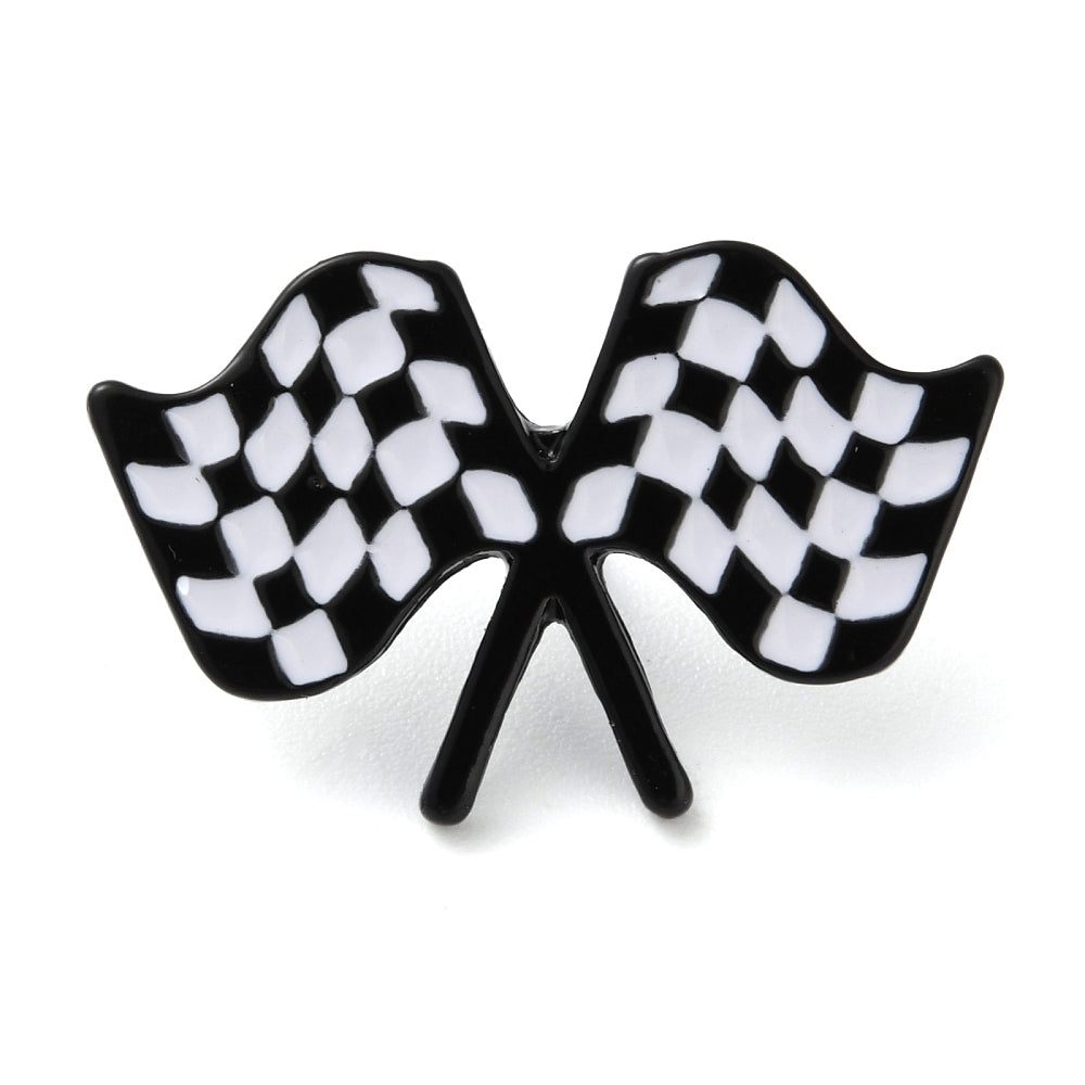 Checkered flag enamel pin