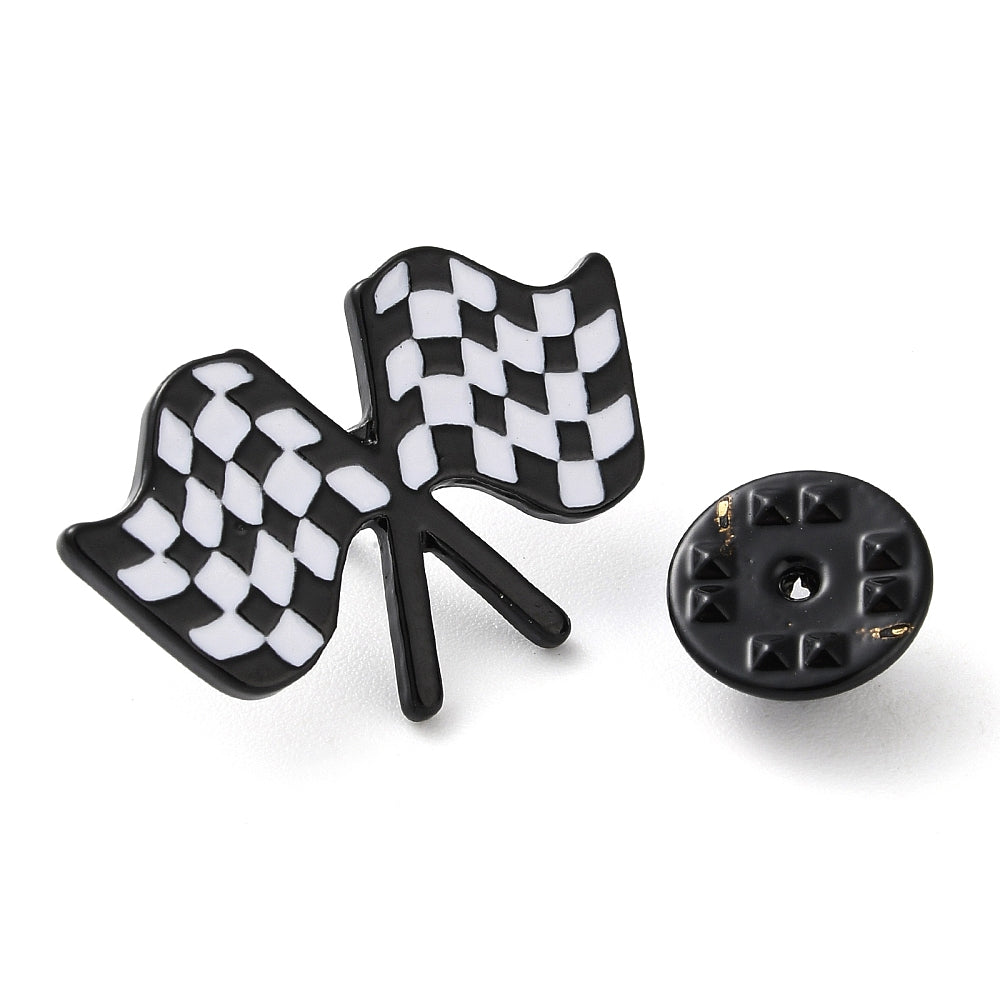 Checkered flag enamel pin