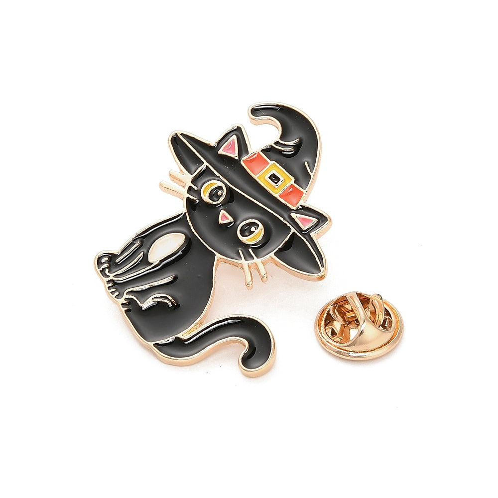 Black cat enamel pin