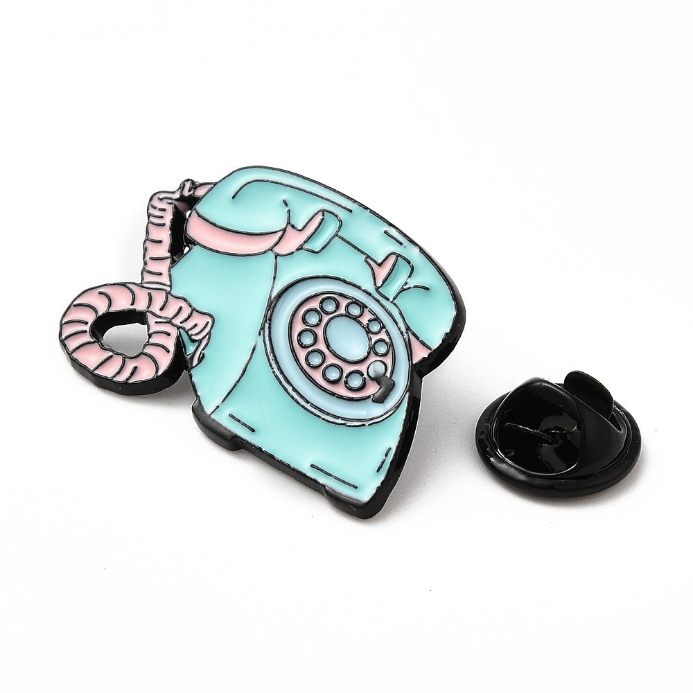 Telephone enamel pin