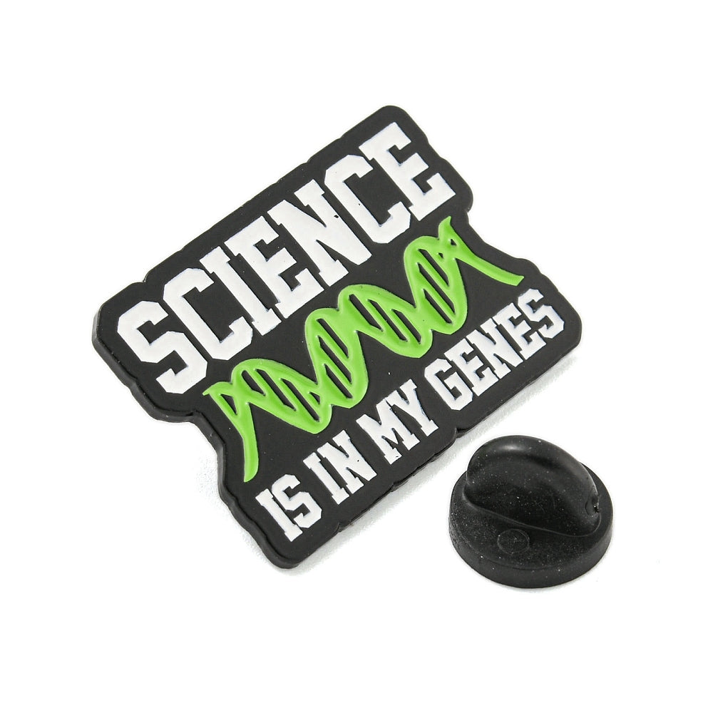 'science is in my genes' enamel pin