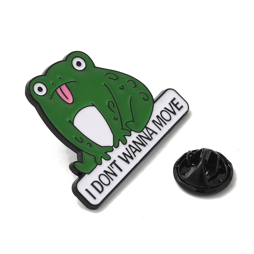 Frog 'I don't wanna move' enamel pin