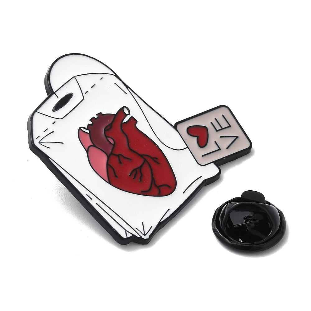 Heart tea bag enamel pin